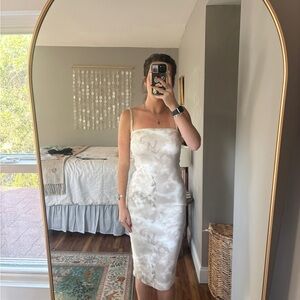 Zara Strapless White and Gray Dress